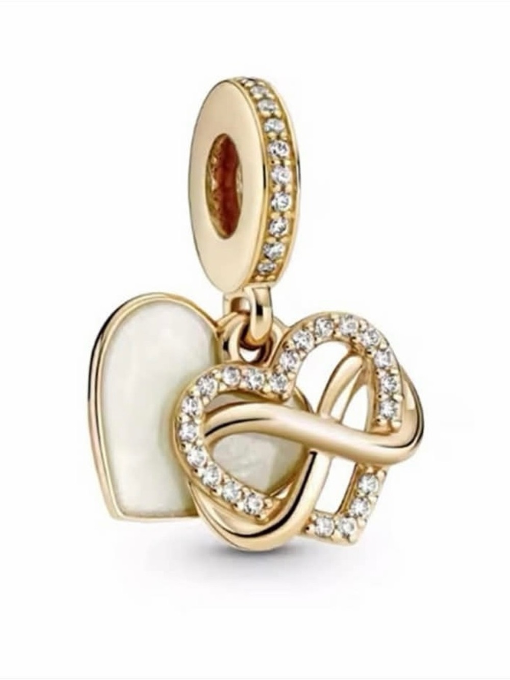 Macy's Gold-Tone Mother-of-Pearl & Crystal Heart Infinity Charm